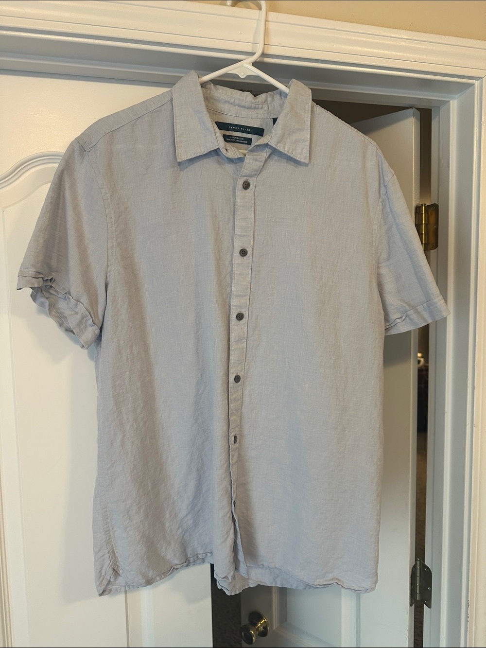 PERRY ELLIS Casual Short-Sleeve Button-Up Shirt - Light Blue